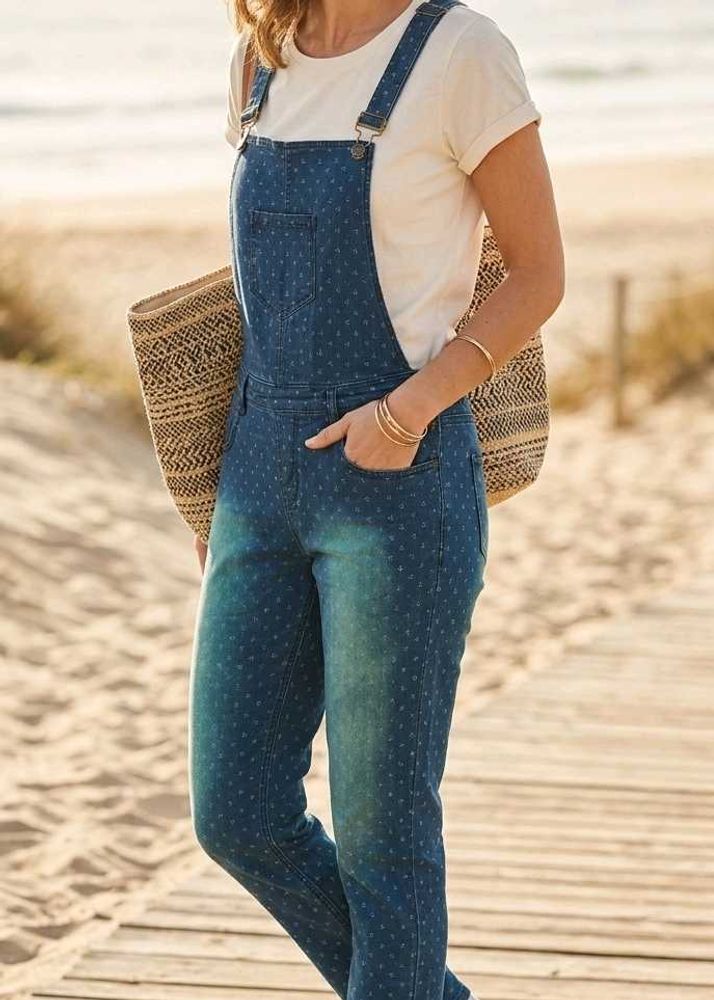 Denim Polka Dot Dungaree