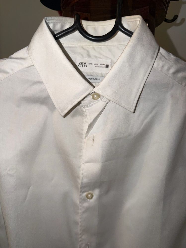 Zara White Regular Fit Shirt
