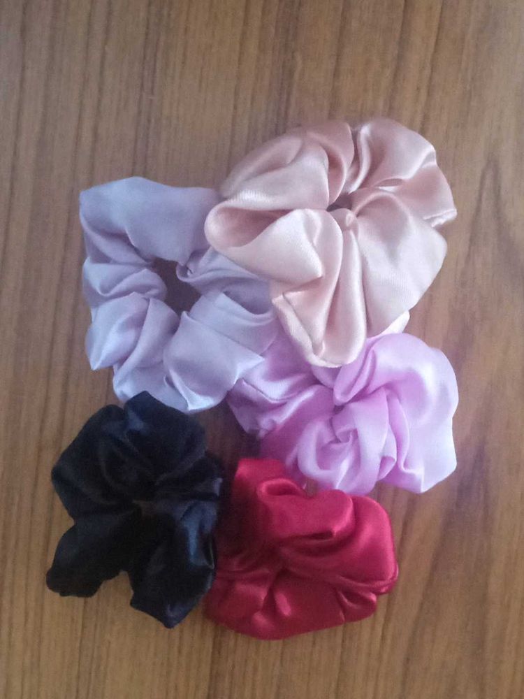 Set of 5 Satin Scrunchies