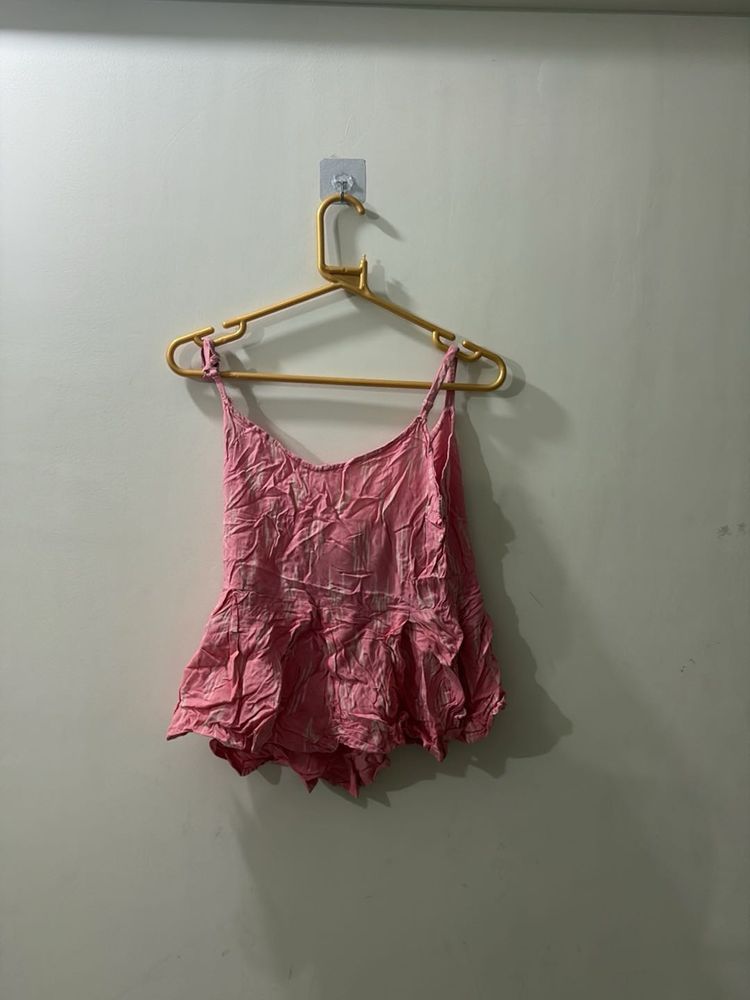 Cute Pink Peplum Tank Top