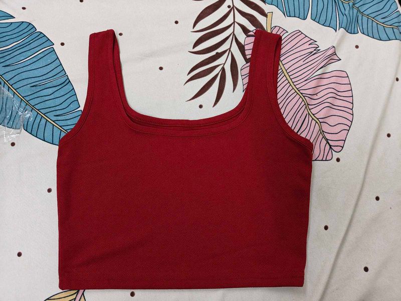Red Square Neck Tank Top