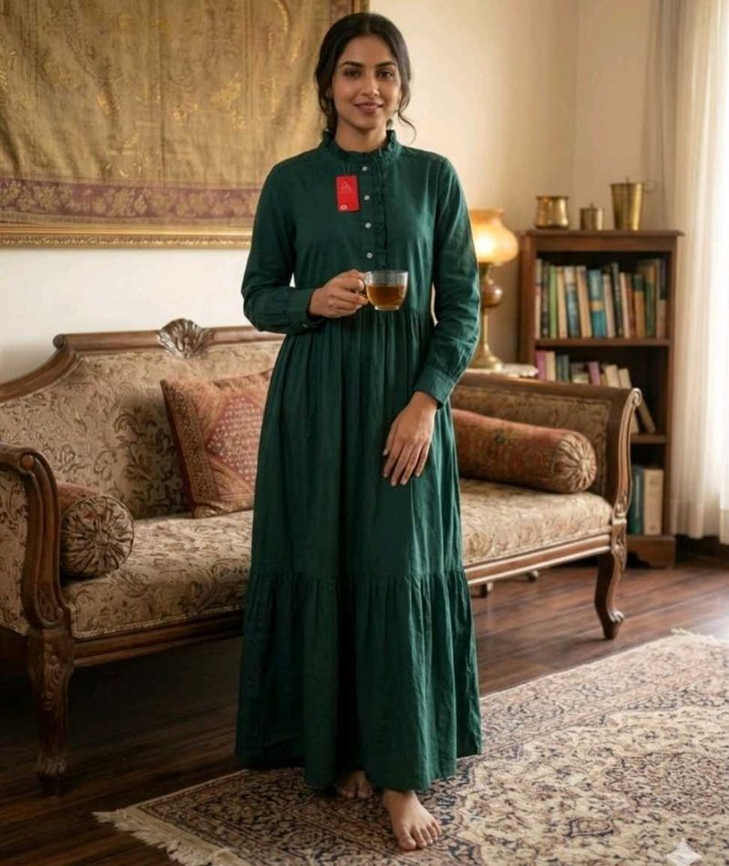 FREE Assembly Elegant Teal Tiered Maxi Dress