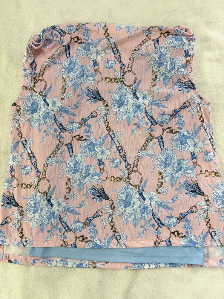 Chic Pink Floral Chain Print Top