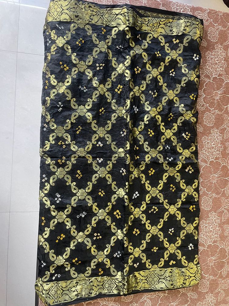 Pure Black Duppata With Banarasi Design