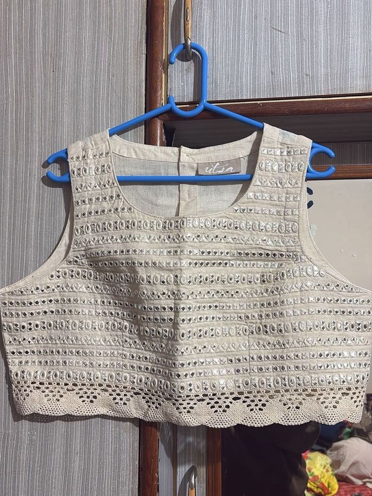 Mirror badla Sleeveless Crop Top