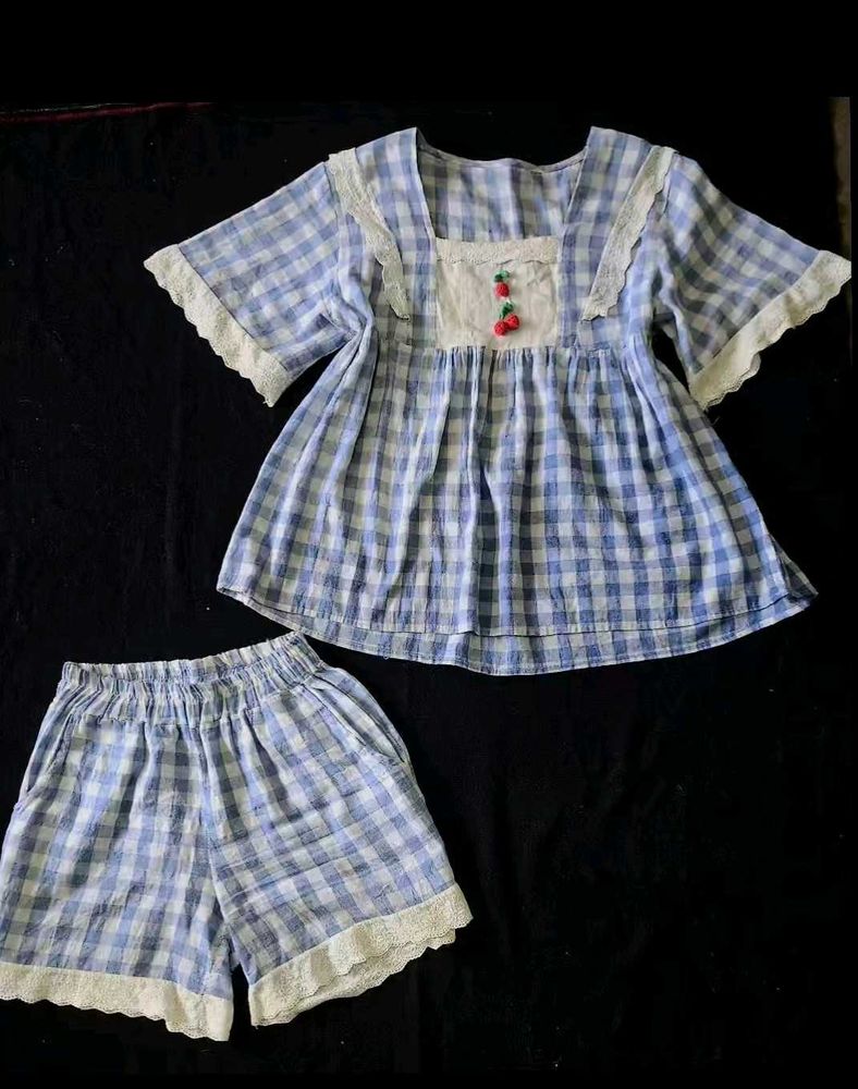 Cute Cherry Gingham Pajama Set
