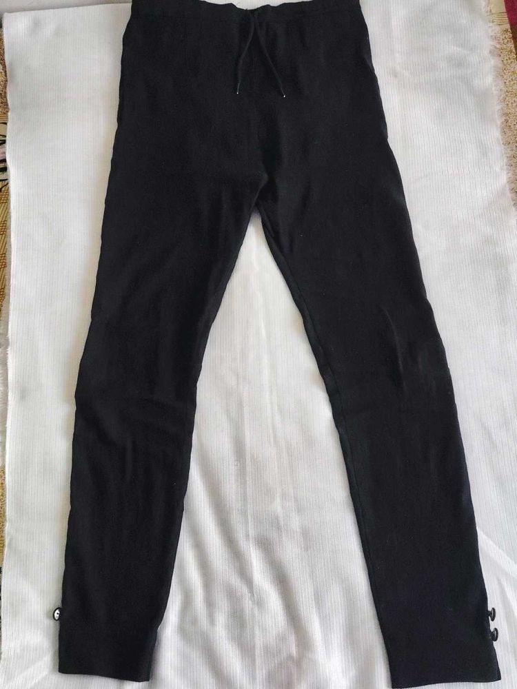 Black Button Detail Leggings