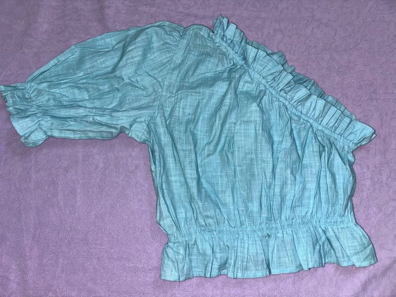 Ruffled Off-Shoulder Blouse.