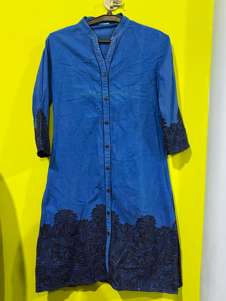Blue Embroidered Kurti