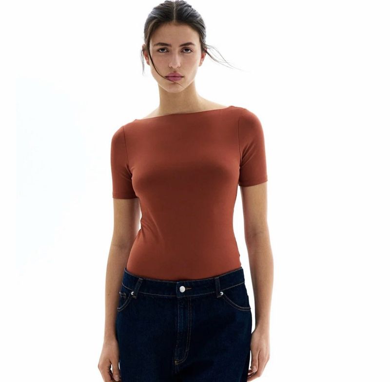 H&amp;M Boat-Neck Microfibre Top