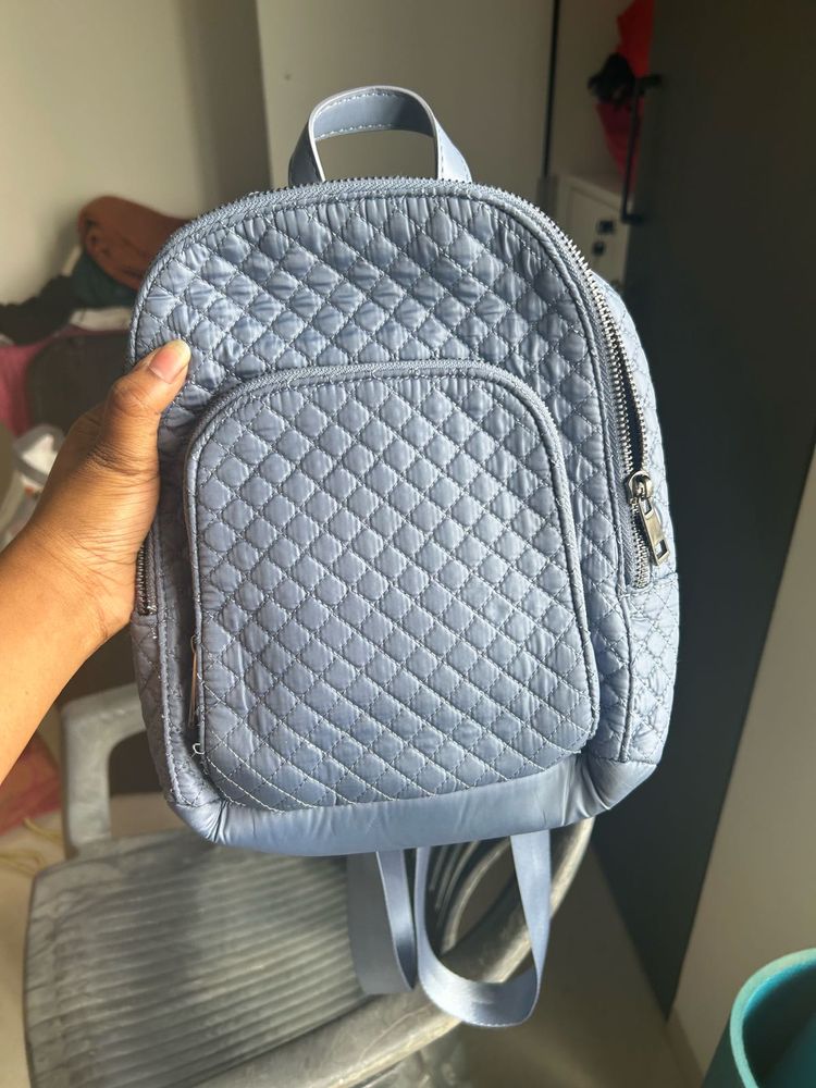 Quilted Blue Backpack