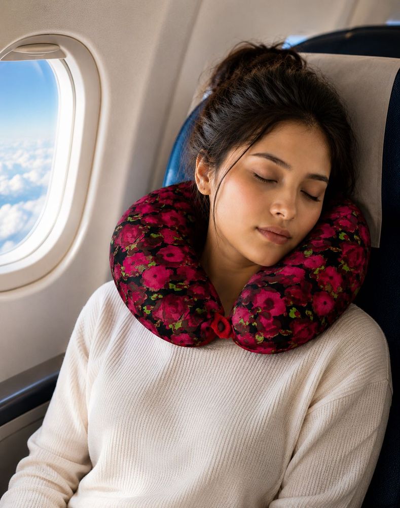 Floral Neck Pillow for Travel Comfort