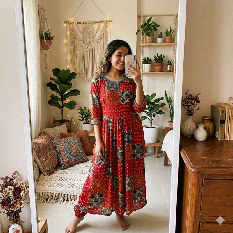 Bohemian Patchwork Maxi Kurta