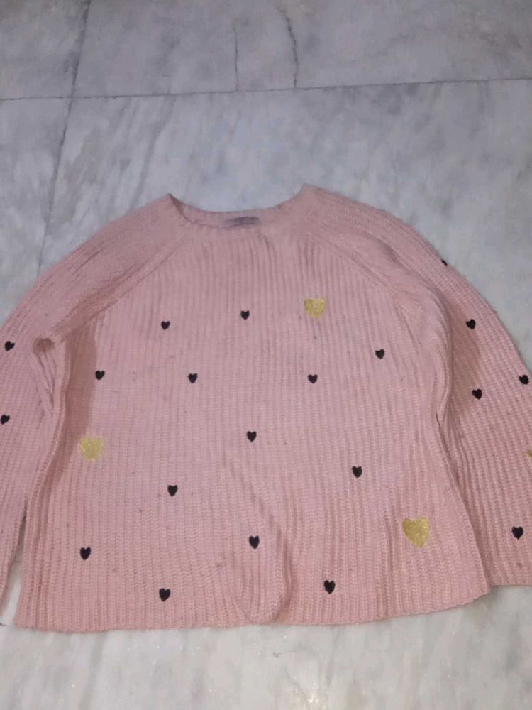 Cute Pink Heart Pattern Sweater