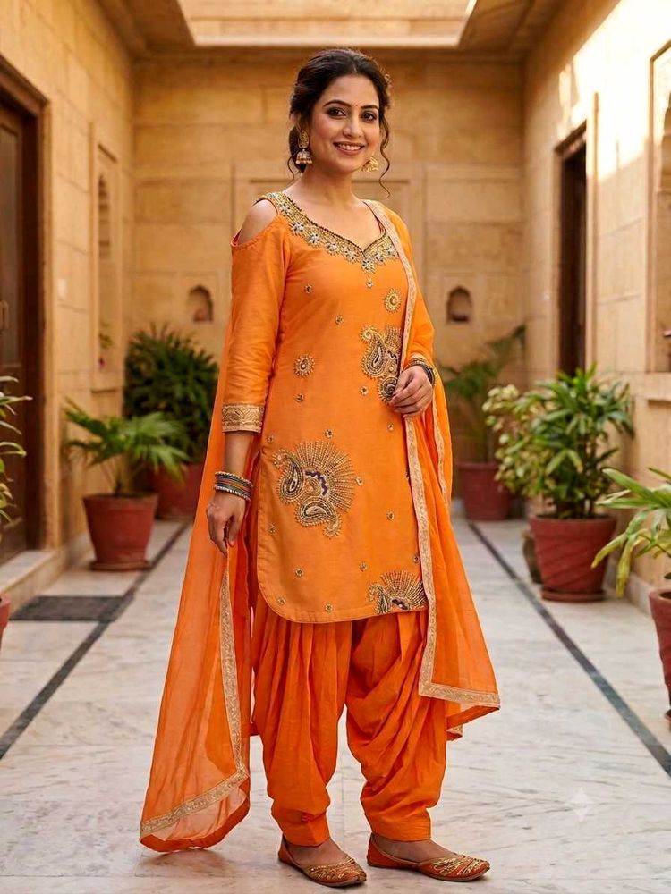 Orange punjabi/patiala suit with salwar