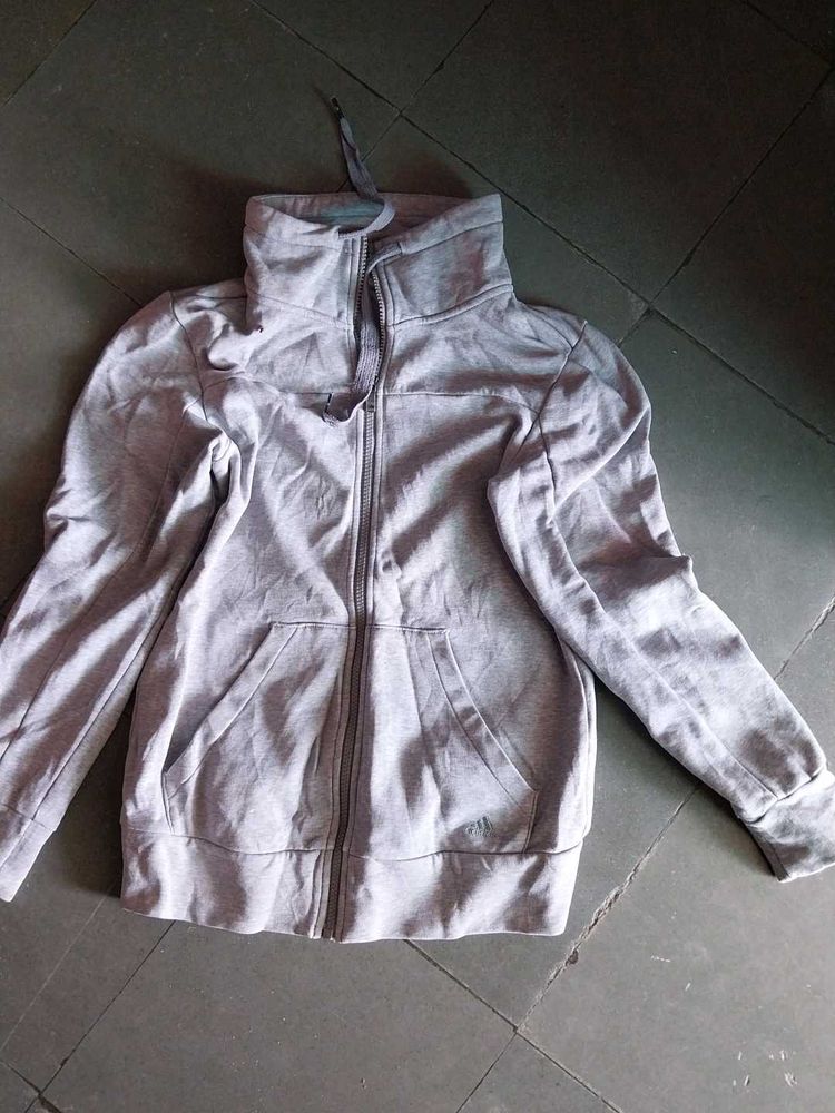 Grey Adidas Zip-Up Hoodie
