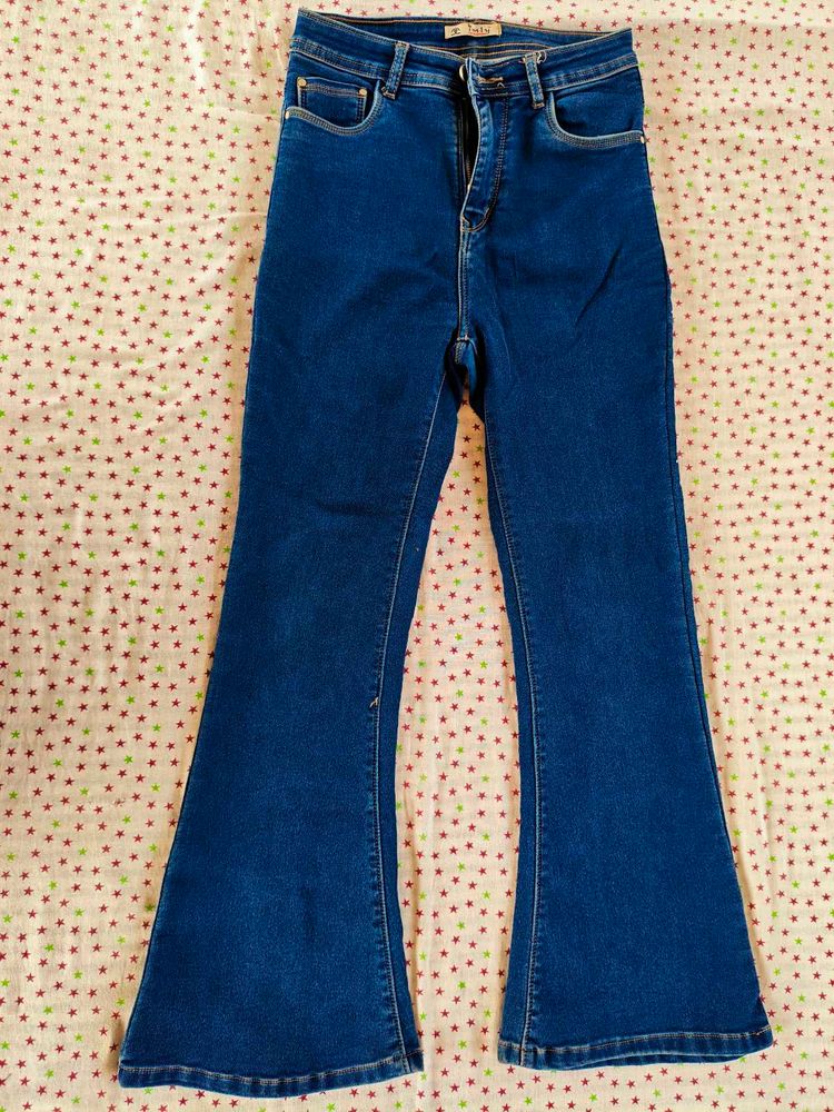 Flared Blue Denim Jeans