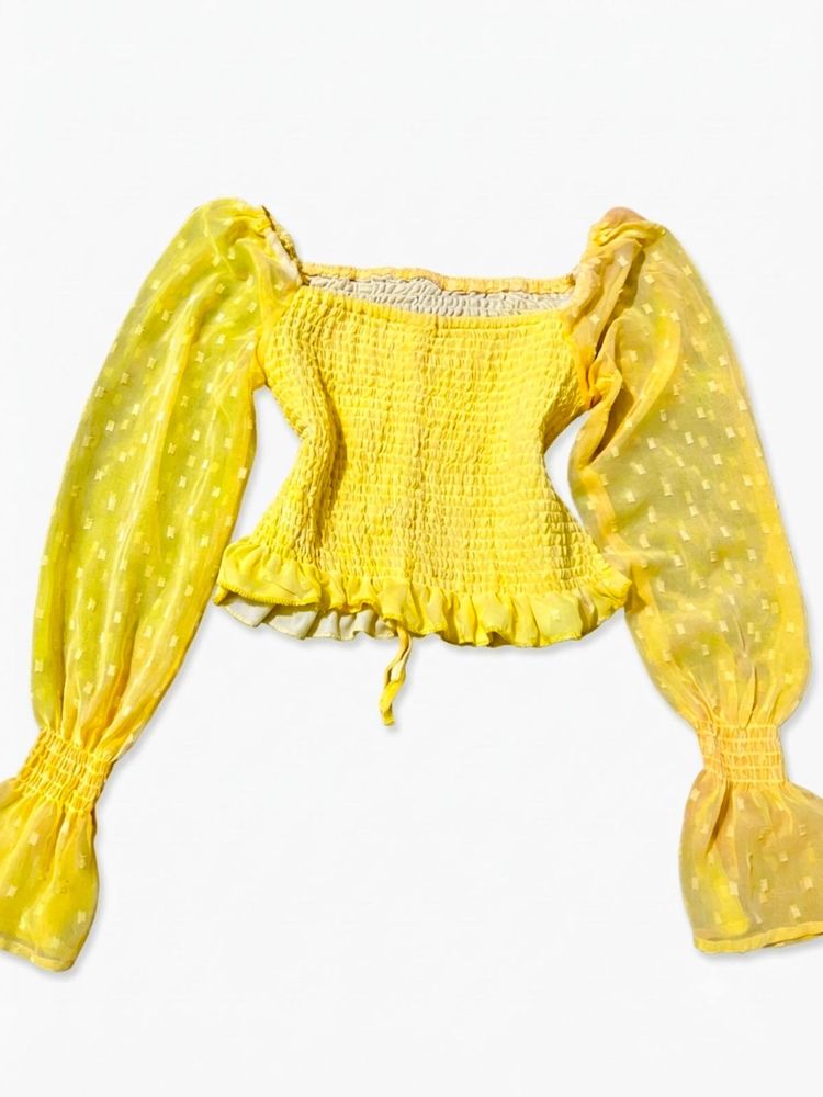 Chic Yellow Puff Sleeve Top