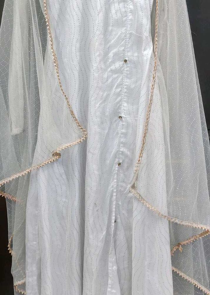 I M Selling Net Side Cut Slit Long Gown With Dupat