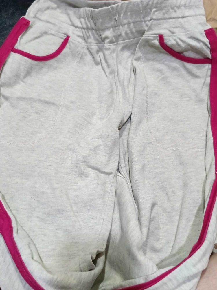 Comfortable Grey Sweatpants with Pink Trim