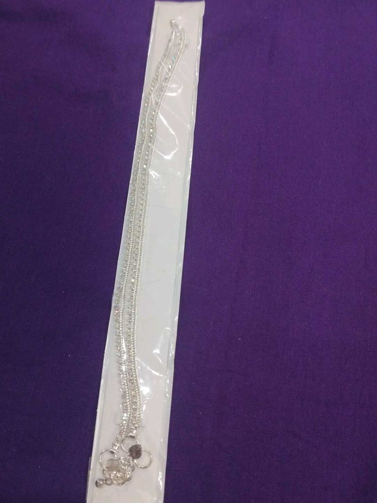 Elegant Silver Anklet with Charm 🤩