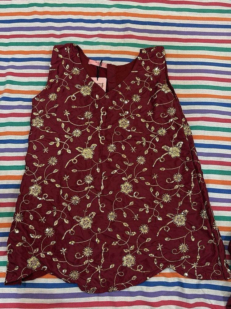 Embroidered Maroon Lehenga Set