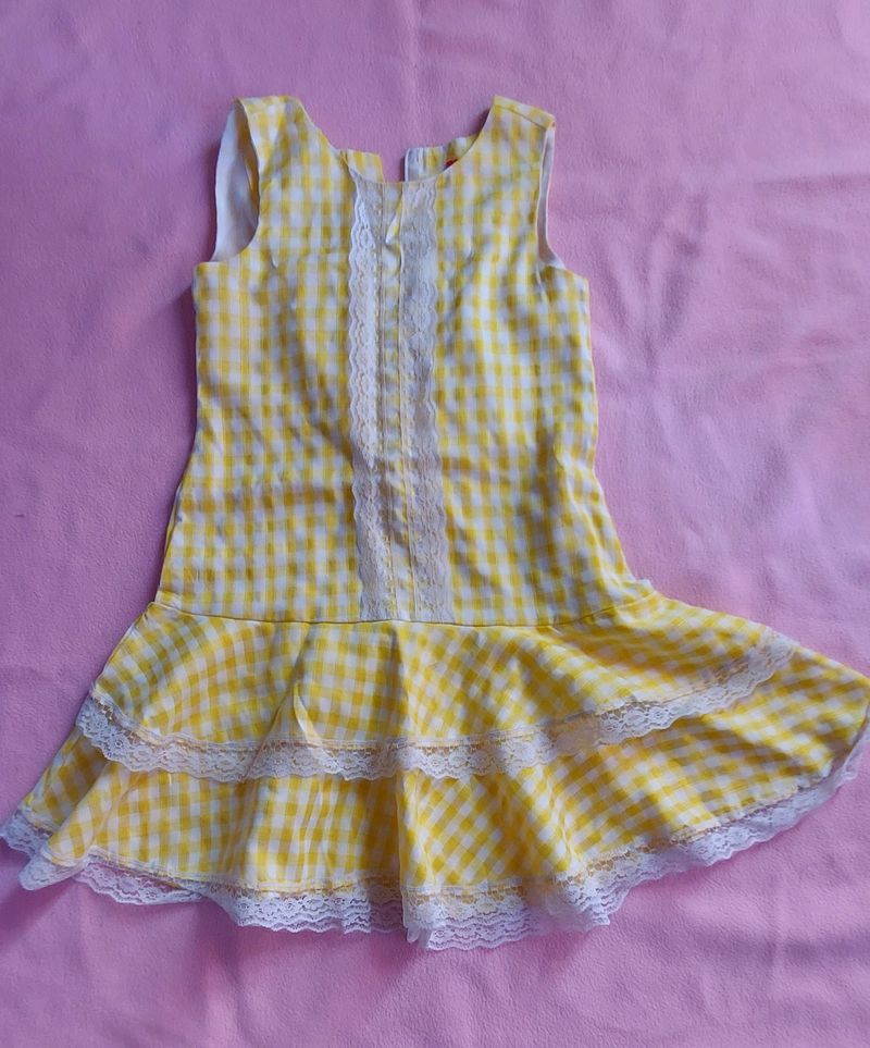 Yellow Stylish Frock- 5 To 7 Years