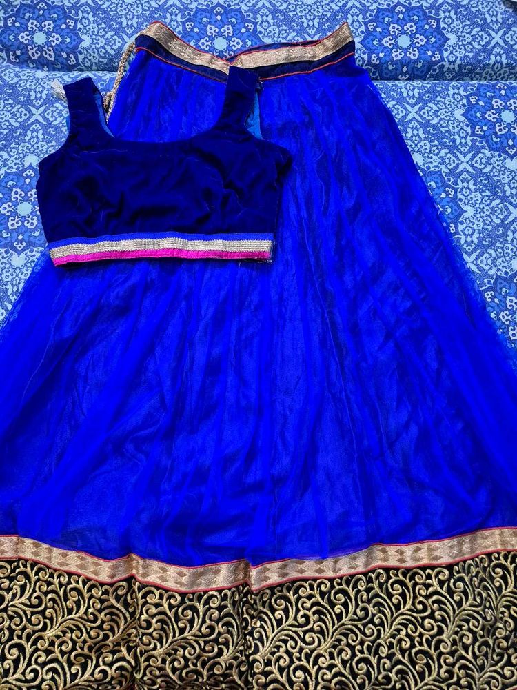 Grab Early! Vibrant Blue Net Lehenga Skirt
