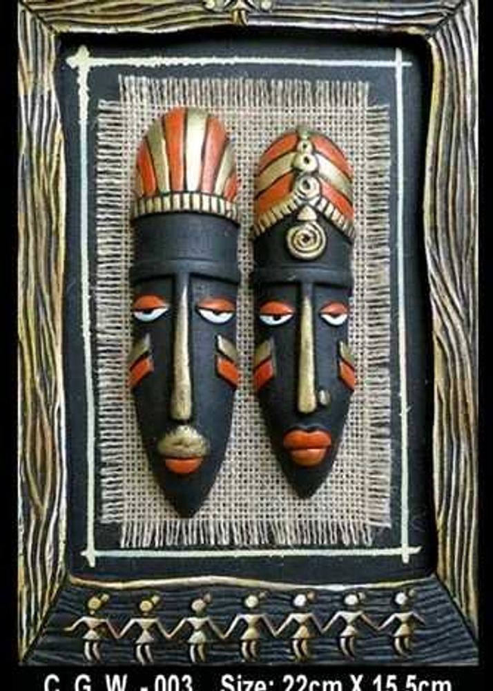 Rural shades terracotta sculpted tribal masks 3D f