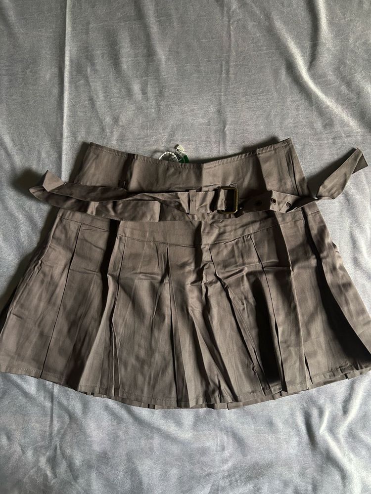 Pleated Skirt with Belt