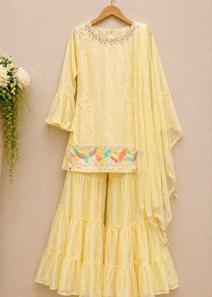 Beautiful Yellow Sharara Suit Set
