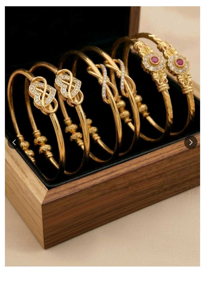 3 piece Gold Plated Bangles with Intricate Designs