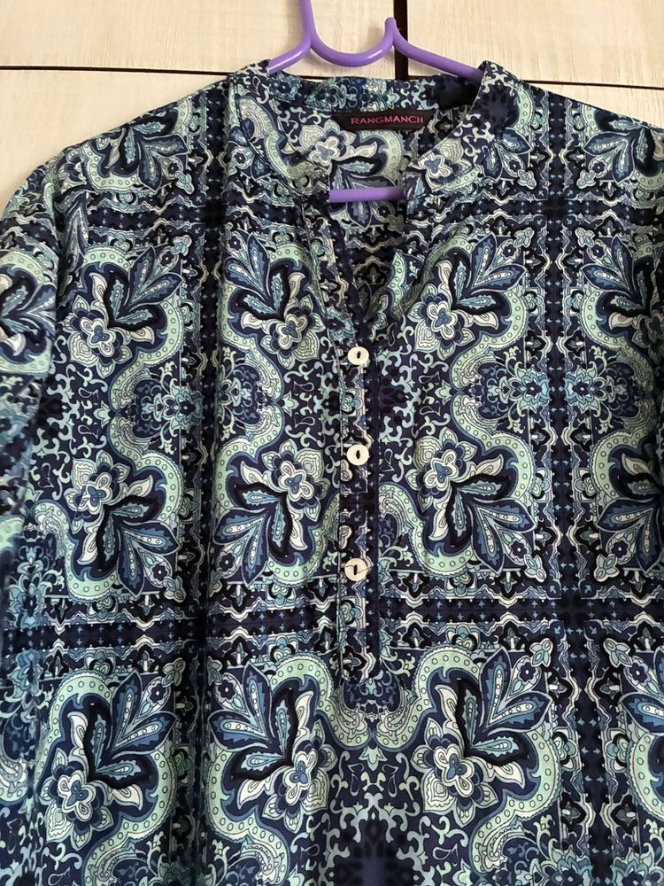 Rangmanch Navy Blue Printed Kurta