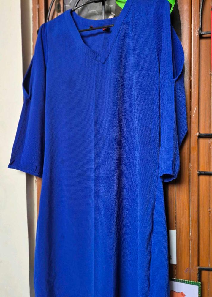 Blue V-Neck Dress