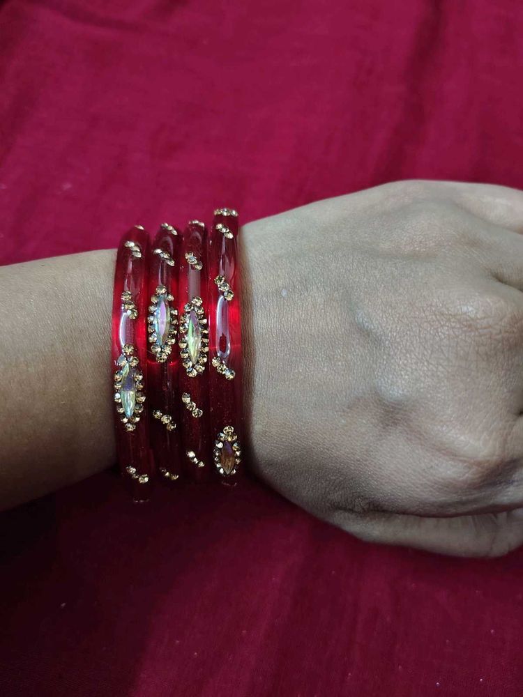 Red Stone Embellished Bangles