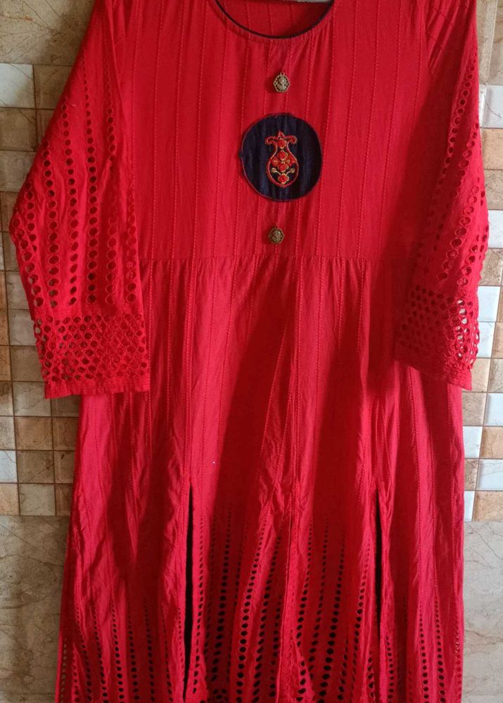 women flore length cotton anarkali kurta