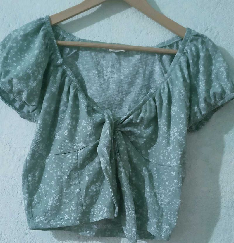 Floral Tie-Front Crop Top