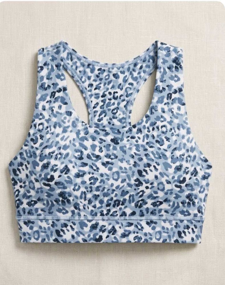 Blue Animal Print Racerback Sports Bra