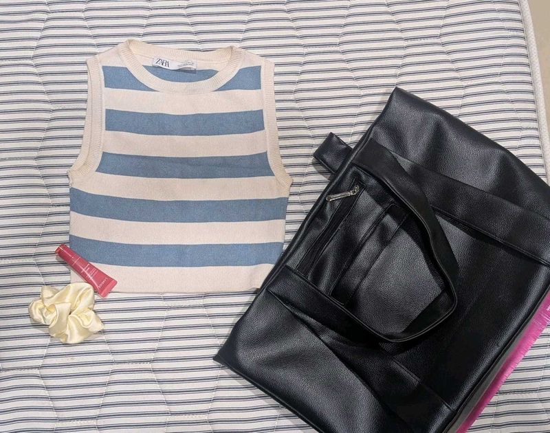 zara Striped Knit Tank Top