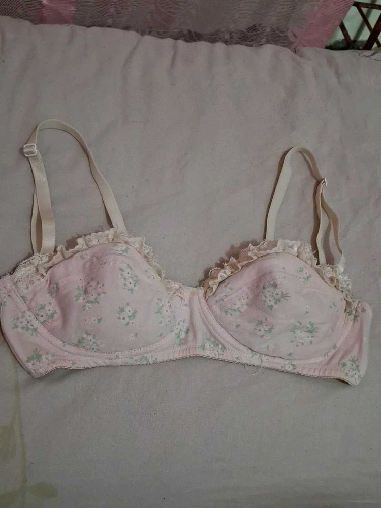 Floral Print Bra with Ruffle Trim