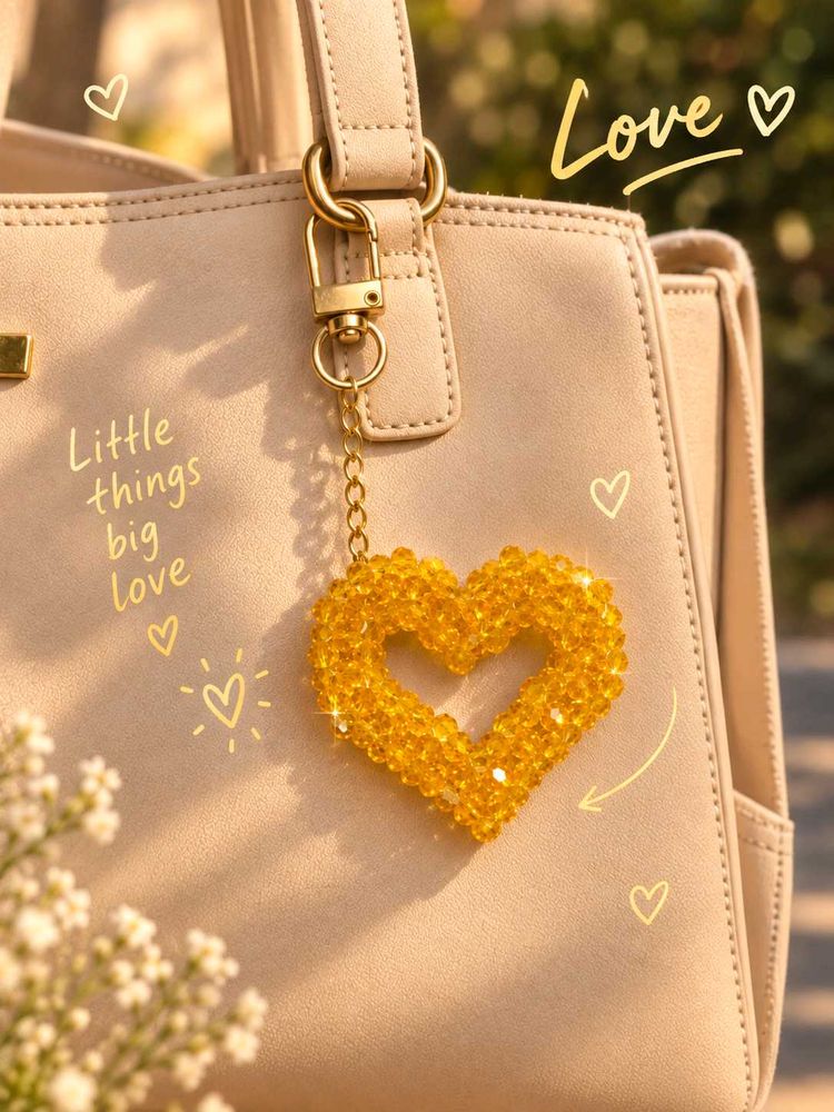 Sparkling Heart Keychain Bag Charm