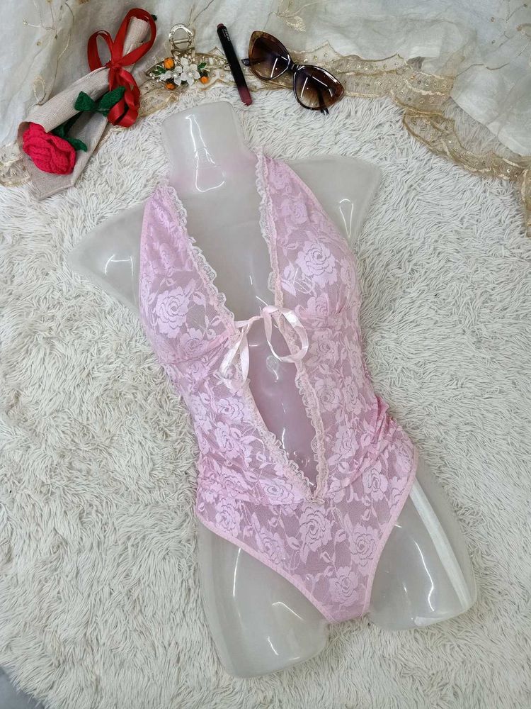 Pink Lace Teddy Bodysuit