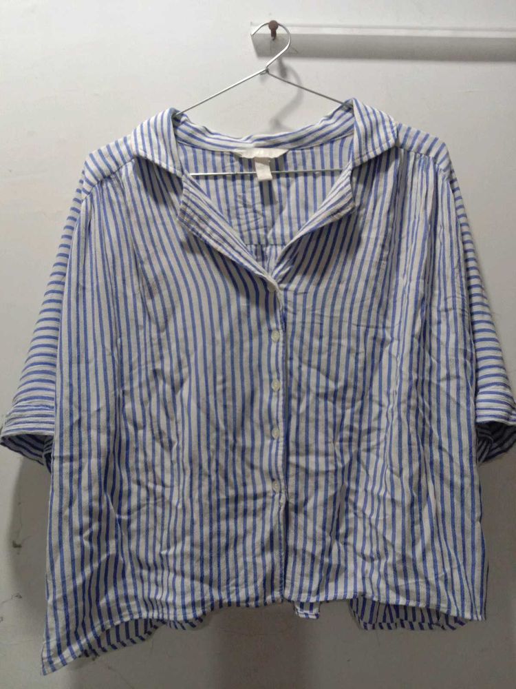 Blue Striped Button-Up Shirt
