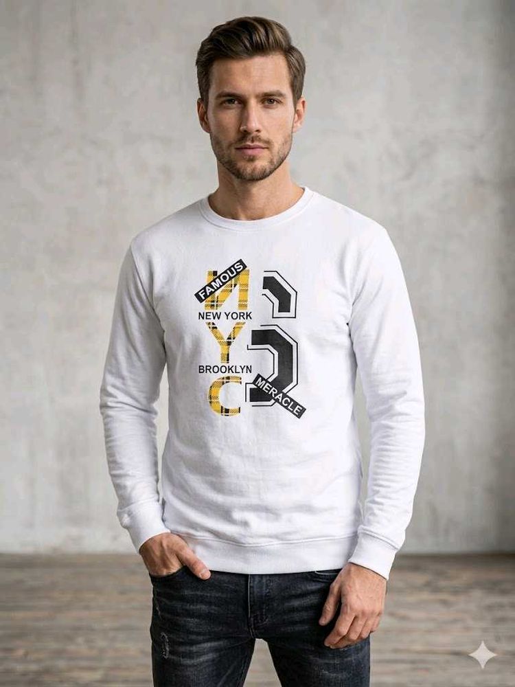Men's White NYC Graphic Long Sleeve T-Shirt