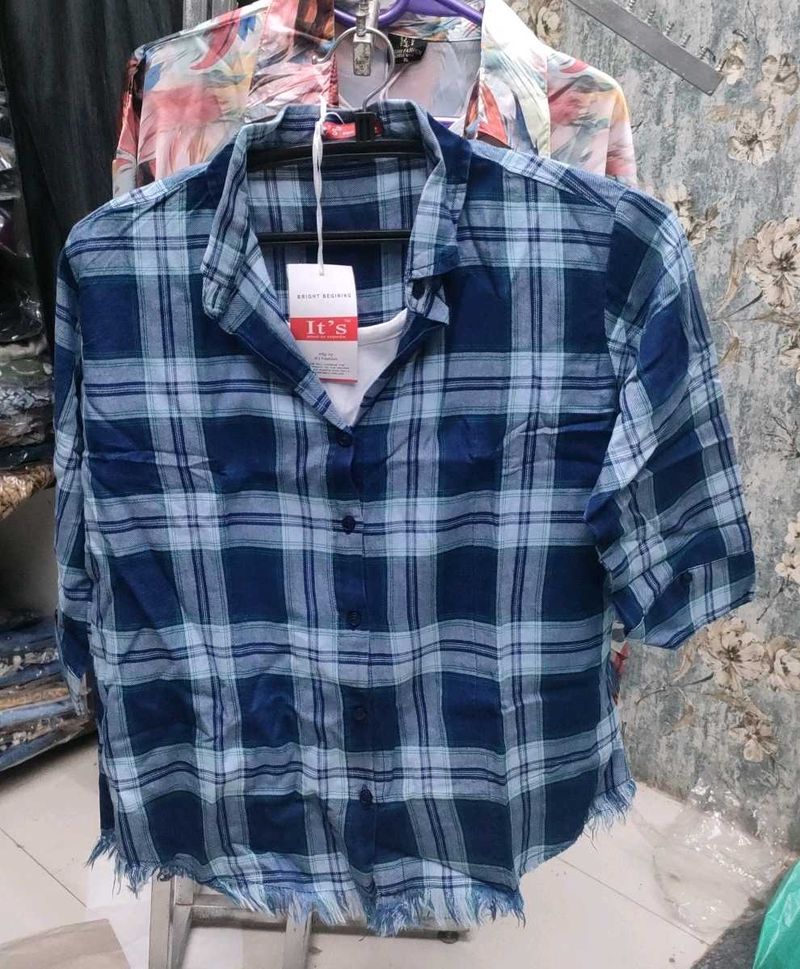 Blue Plaid Casual Shirt
