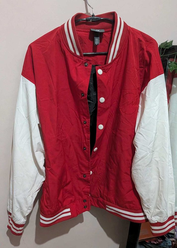 Red &amp; White Bomber Jacket