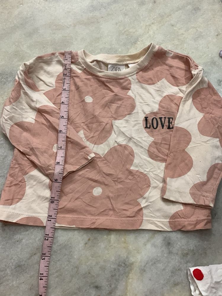 Zara "LOVE" Floral Print Long Sleeve Top