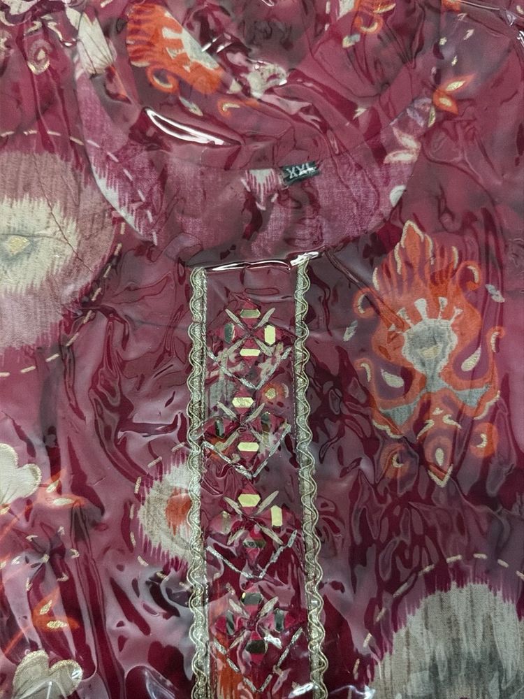 women staright kurti long with beautiful mirror wo