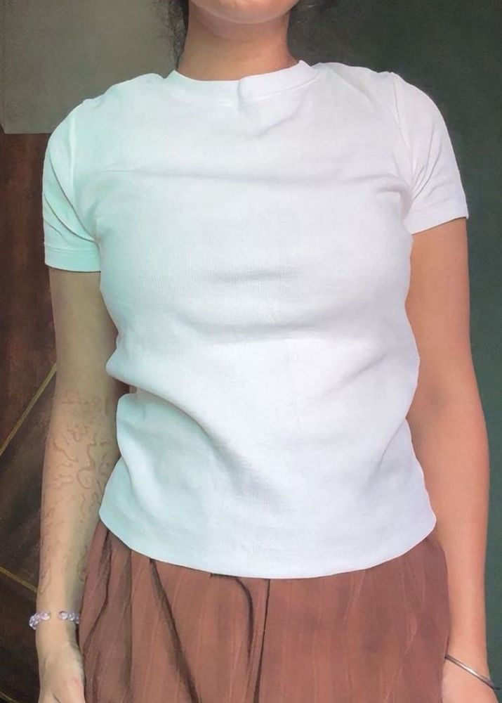 Classic Ribbed White T-Shirt