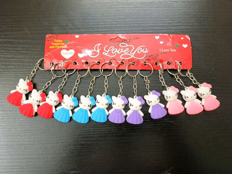 Set of 12 Cute Hello Kitty Keychains